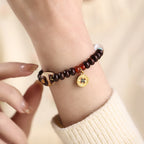 Fortune Jewel Natural Tibet Purple Bodhi Seed Dzi Bead God of Wealth Wisdom Bracelet
