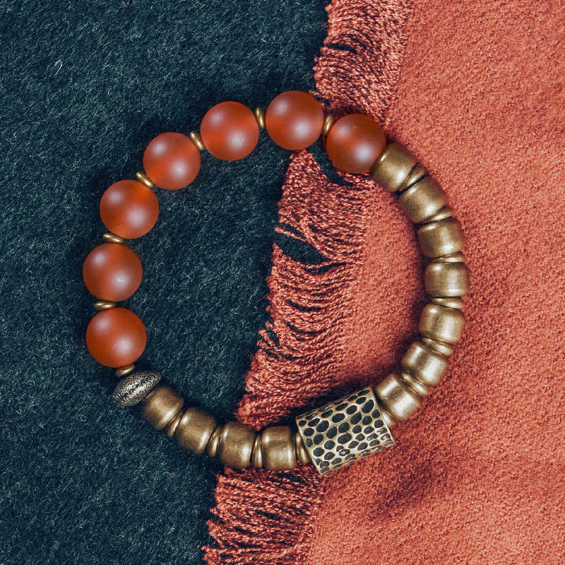 Fortune Jewel Tibetan Red Agate Green Agate Copper Confidence Fortune Bracelet