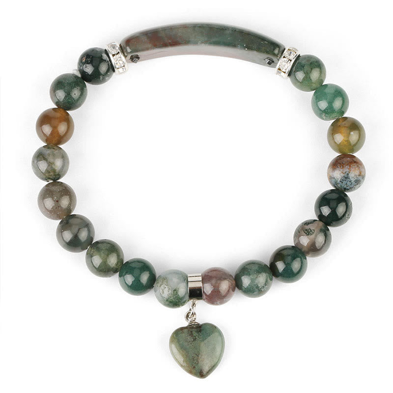 Fortune Jewel Natural Quartz Love Heart Healing Beads Bracelet