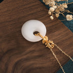 Fortune Jewel White Jade Koi Fish Wealth Prosperity Necklace Pendant