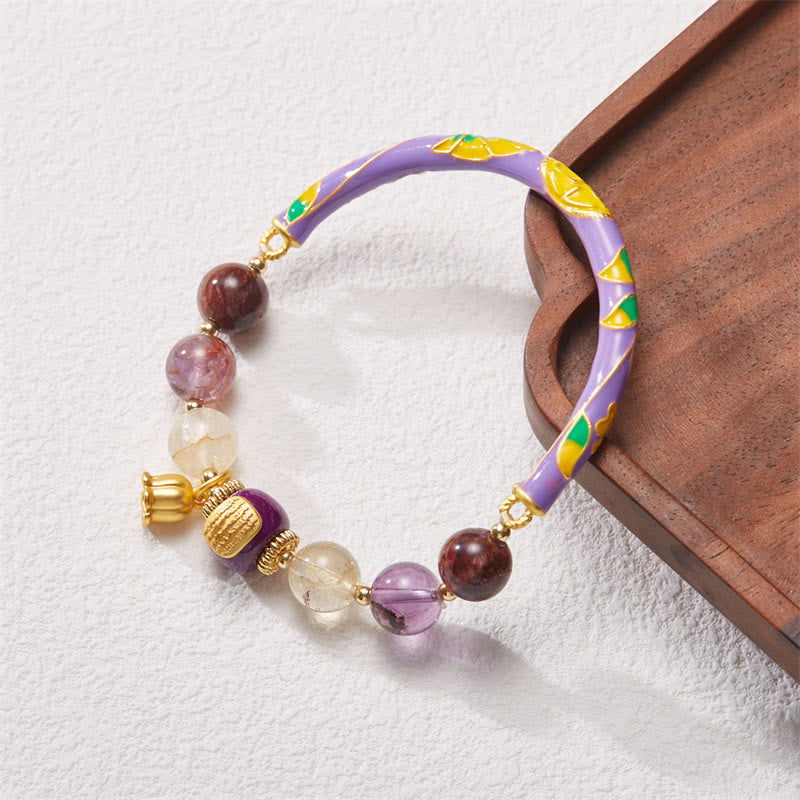 Fortune Jewel Purple Phantom Purple Jade Scripture Citrine Love Wisdom Bracelet Bangle