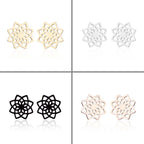 Fortune Jewel Tibetan Lotus Pattern New Beginning Stud Earrings