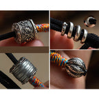 Fortune Jewel Tibetan Om Mani Padme Hum Carved Amulet Double Wrap Bracelet
