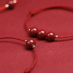 Fortune Jewel Natural Lucky Cinnabar Bead Blessing String Bracelet Anklet