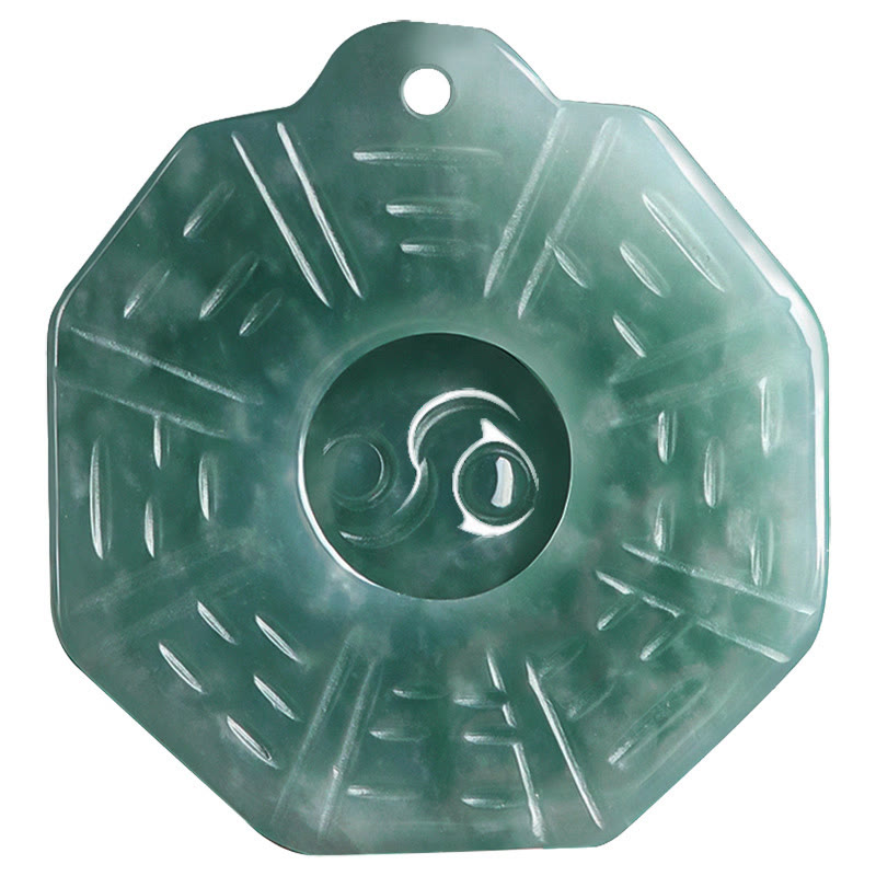 Buddha Stones Natural Jade FengShui Bagua Yin Yang Prosperity Necklace Pendant Fortune Jewel