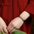 Fortune Jewel 925 Sterling Silver Obsidian Moonstone Strength Couple Bracelet