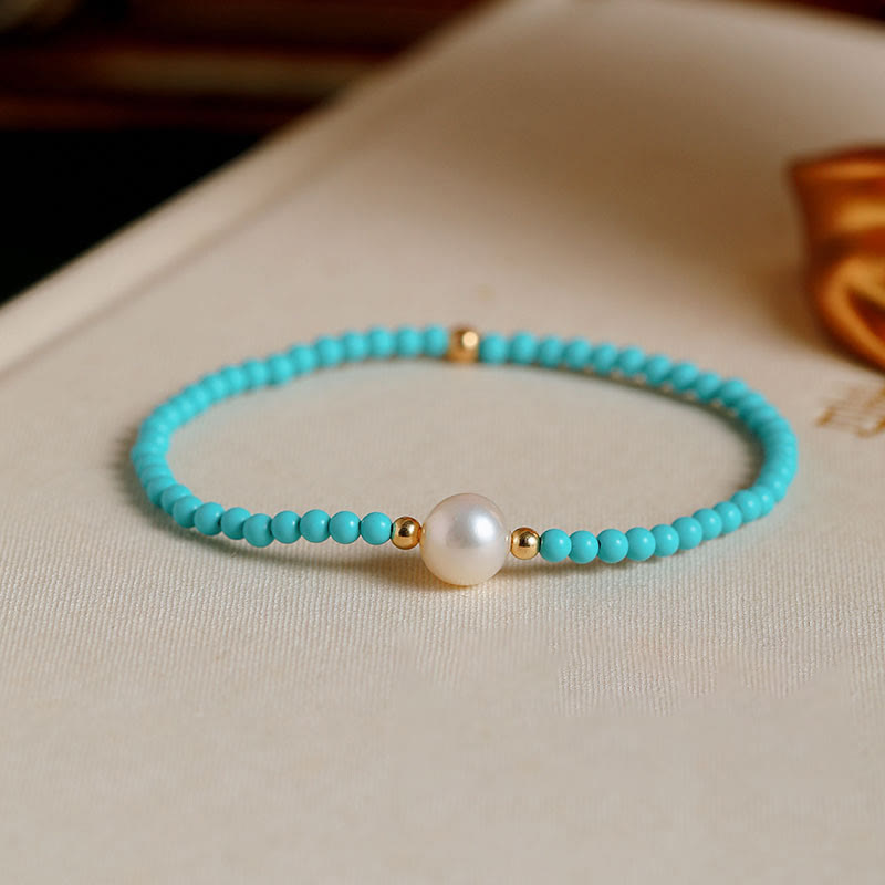 Fortune Jewel Turquoise Red Agate Pearl Small Beaded Protection Bracelet