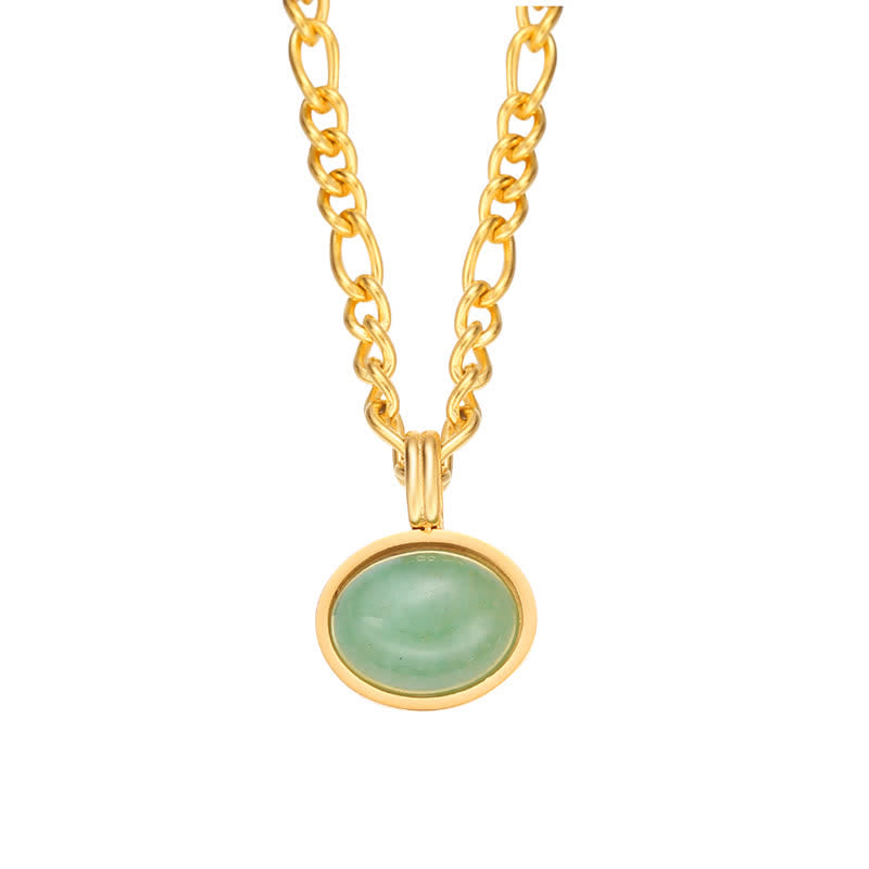Fortune Jewel Oval Turquoise Strength Titanium Steel Necklace Pendant