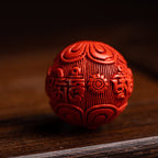 Fortune Jewel Tibet Om Mani Padme Hum PiXiu Copper Coin Small Leaf Red Sandalwood Cinnabar Protection Key Chain