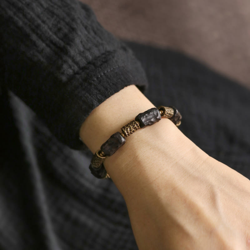 Fortune Jewel Tibetan Ebony Wood Copper Calm Peace Bracelet