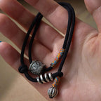 Fortune Jewel Tibetan Om Mani Padme Hum Carved Amulet Double Wrap Bracelet