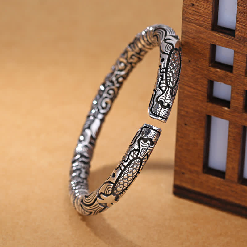 Fortune Jewel Dragon Head Carved Luck Bracelet Bangle Fortune Jewel