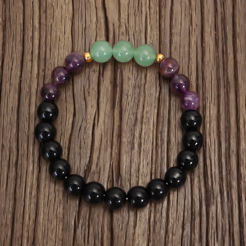 Fortune Jewel 108 Mala Beads Amethyst Green Aventurine Lotus Meditation Bracelet