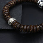 Fortune Jewel Natural Tibetan Coconut Shell Om Mani Padme Hum Positive Bracelet