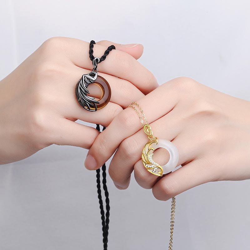 Fortune Jewel Obsidian Chalcedony Meditation Round Pendant Necklace