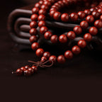 Fortune Jewel Tibetan Small Leaf Red Sandalwood 108 Beads Mala Meditation Bracelet
