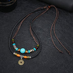 Fortune Jewel Turquoise Dzi Bead Protection Necklace