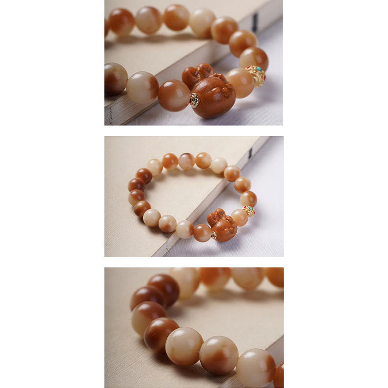 Fortune Jewel Natural Bodhi Seed Lovely Rabbit Peace Bracelet
