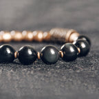 Fortune Jewel Lava Rock Stone Rainbow Obsidian Brass Support Healing Bracelet