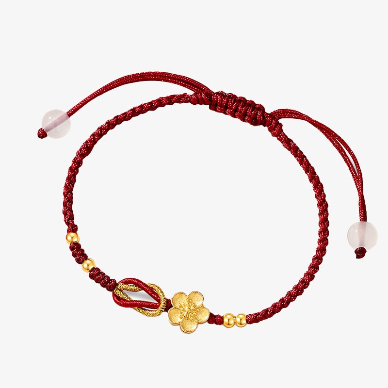 Fortune Jewel Handmade 925 Sterling Silver Cherry Blossoms Sakura Chalcedony Luck Bracelet
