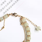 Fortune Jewel 925 Sterling Silver Natural Hetian Jade Good Things Happen Peanut Charm Bracelet