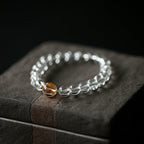 Fortune Jewel Natural Black Obsidian White Crystal Black Onyx Dragon Strength Bracelet