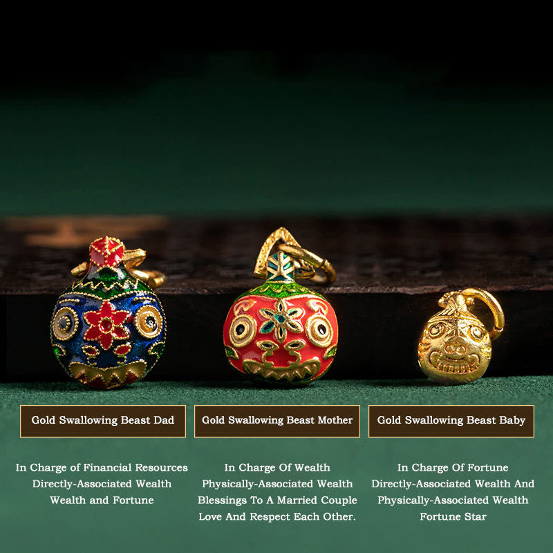 Fortune Jewel Colorful Candy Agate Gold Swallowing Beast Family Strength Charm Triple Wrap Bracelet