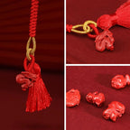 Fortune Jewel Natural Cinnabar Dragon Blessing Red String Belly Chain