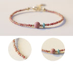 Fortune Jewel 14K Gold Plated Natural Rhodonite Loving Energy Chain Bracelet