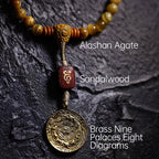 Fortune Jewel 108 Mala Beads Natural Tiger Eye Copper Dorje Protection Tassel Bracelet