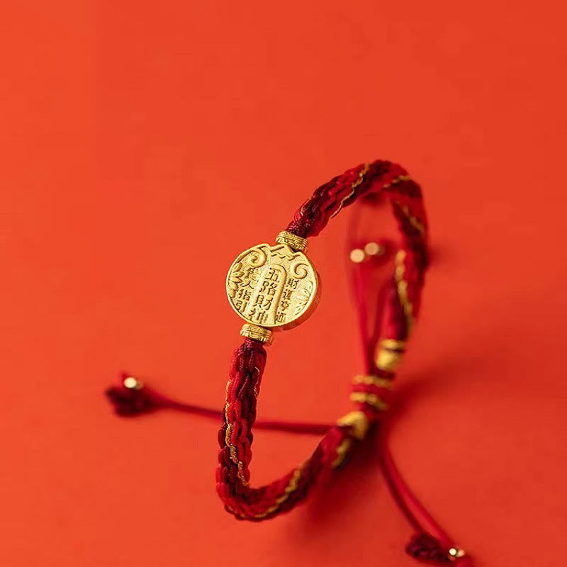 Fortune Jewel Five Directions Gods of Wealth Handmade Reincarnation Knot Protection String Braid Bracelet