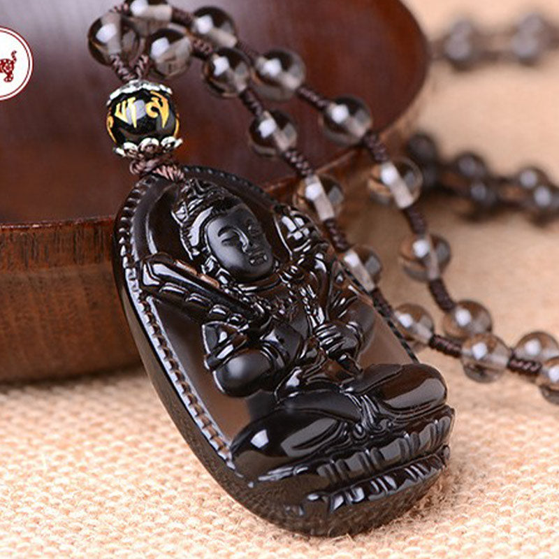 Fortune Jewel Chinese Zodiac Obsidian Protection Necklace