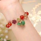 Fortune Jewel Natural Red Agate Green Agate Gourd Cinnabar Flower Beads Confidence Bracelet