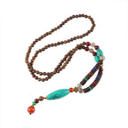 Fortune Jewel Wenge Wood Turquoise Stone Protection Calm Necklace Pendant