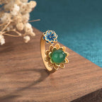 Fortune Jewel Lotus Pattern Jade Abundance Adjustable Ring Fortune Jewel