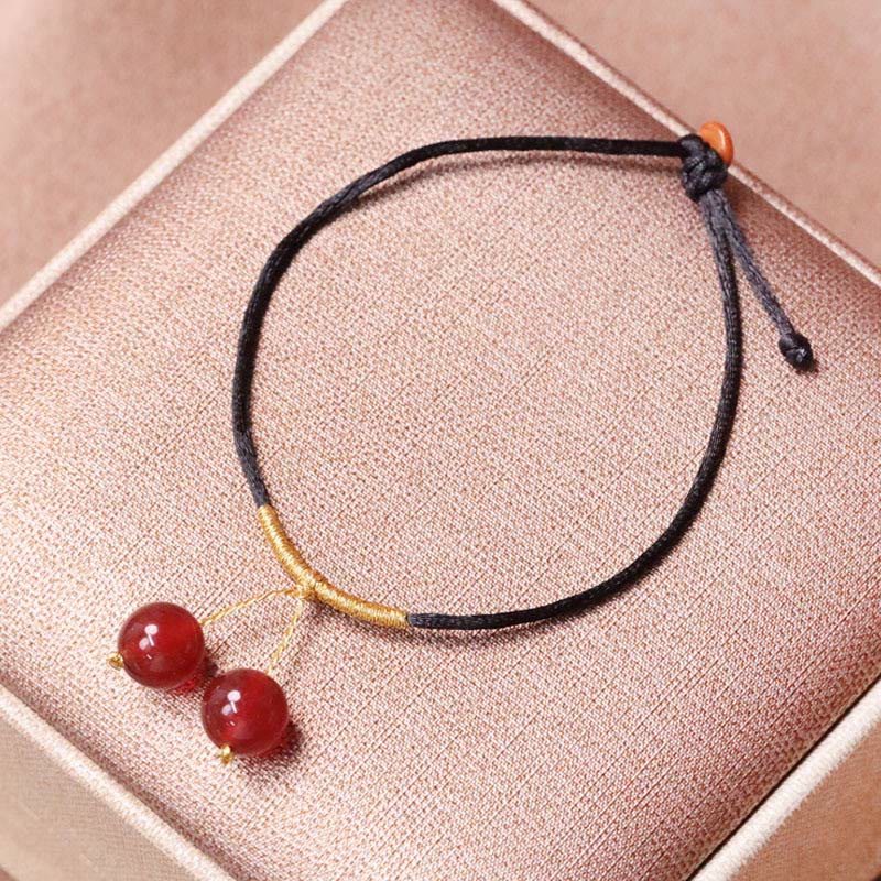 Fortune Jewel Natural Red Agate Chalcedony Self-acceptance Confidence String Bead Bracelet Necklace Pendant