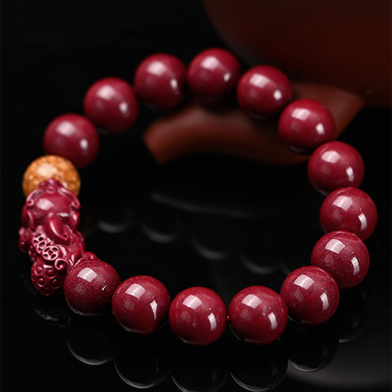Fortune Jewel Tibetan Cinnabar Pixiu Calm Bracelet