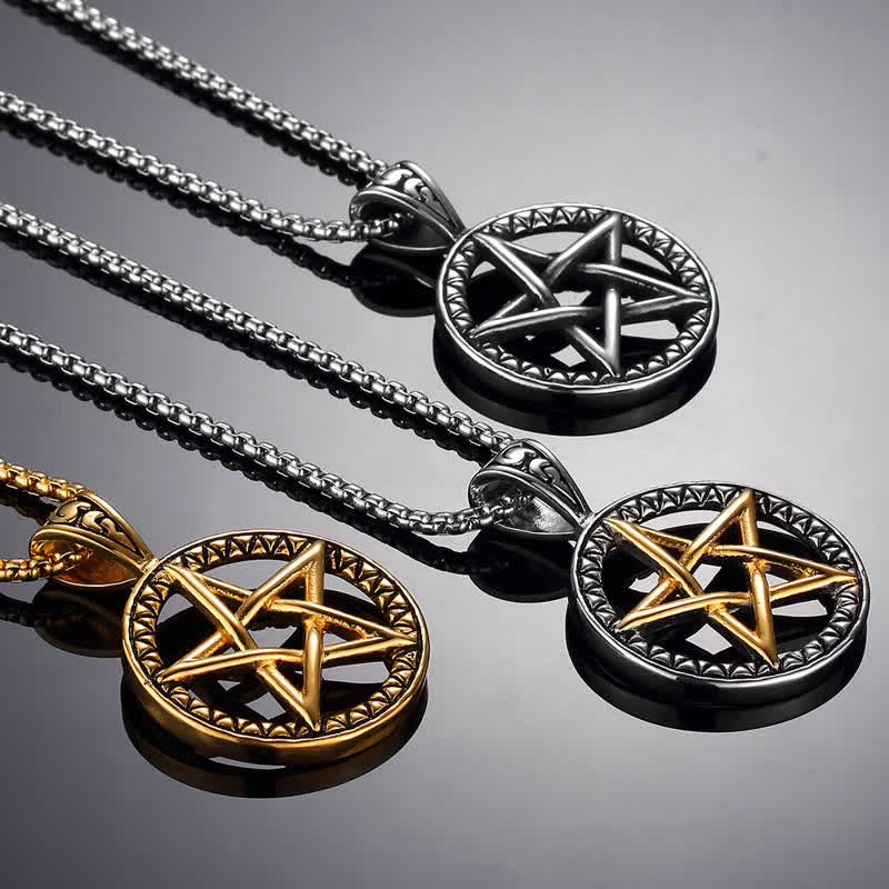 Fortune Jewel Pentagram Titanium Steel Balance Necklace Pendant