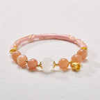 Fortune Jewel Sun Stone Golden Silk Jade Lily of the Valley Charm Positive Bracelet Bangle