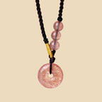 Fortune Jewel Strawberry Quartz Chalcedony Peace Buckle Healing Necklace Pendant