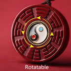 Fortune Jewel Natural Cinnabar Bagua Rotatable Yin Yang Keep Away Evil Spirits Necklace Pendant