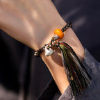 Fortune Jewel 990 Sterling Silver Tibetan Handmade Amber Steelyard Weight Wish Protection Bracelet