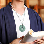 Fortune Jewel Year of the Dragon Natural Jade Nine Dragons Peace Buckle Protection Necklace Pendant