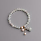 Fortune Jewel Natural Jade Pearl Gourd Prosperity Luck Bracelet