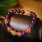 Fortune Jewel Natural Citrine Amethyst Rutilated Quartz Prosperity Protection Bracelet