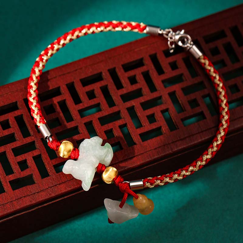 Fortune Jewel Chinese Zodiac Jade Prosperity Red String Bracelet Anklet - Fortune Jewel