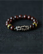 Red Sandalwood Beads Tibetan Nine-Eye Dzi Beads Bracelet