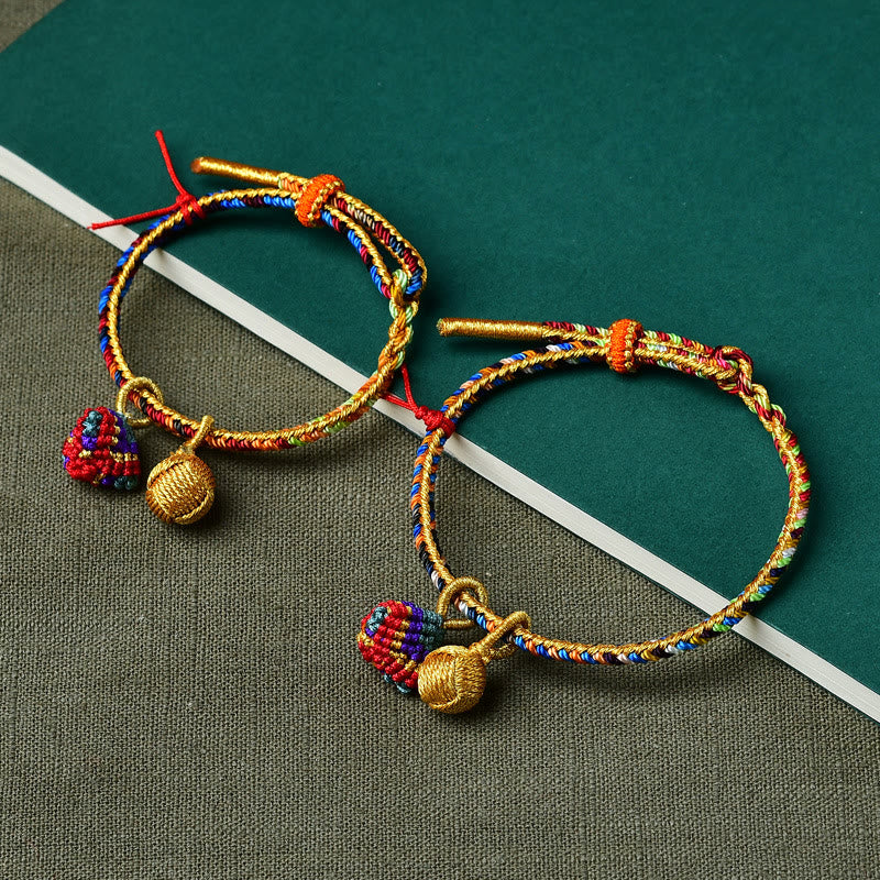 Fortune Jewel Colorful Rope Luck Handmade Zongzi Golden Ball Charm Bracelet
