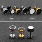 Fortune Jewel Cool Men Titanium Steel Balance Round Stud Earrings