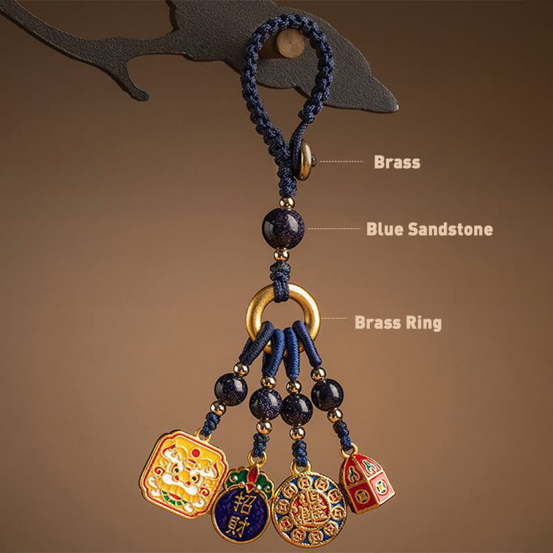 Fortune Jewel Nothing to Be Superstitious Dancing Lion Copper Wealth Key Chain